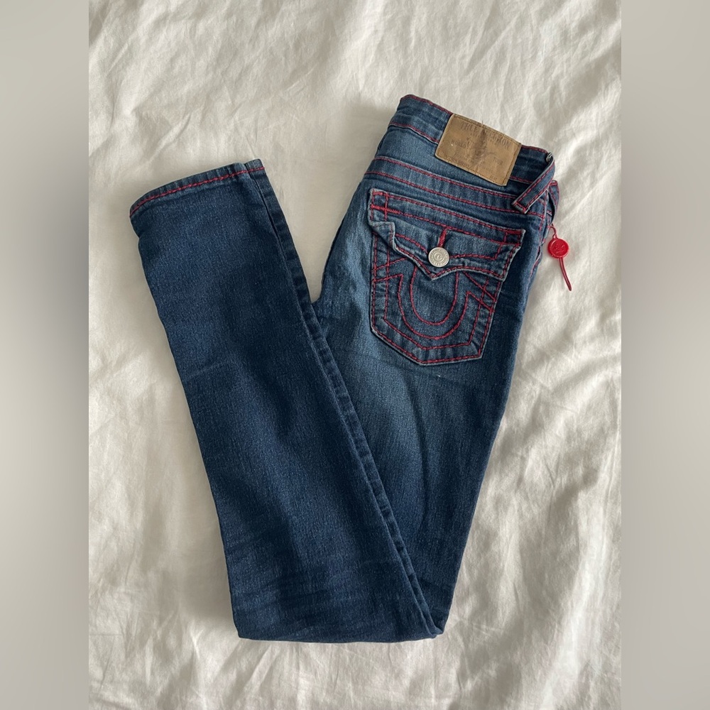 True Religion Original Skinny Denim with Red Accents - Picture 4 of 5